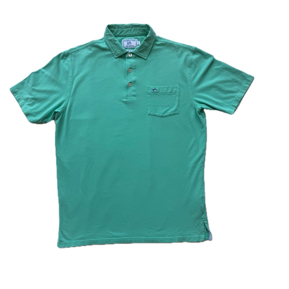 Southern Tide Skipjack Polo Shirt Mens Small Blue Green Classic Fit Golf Small